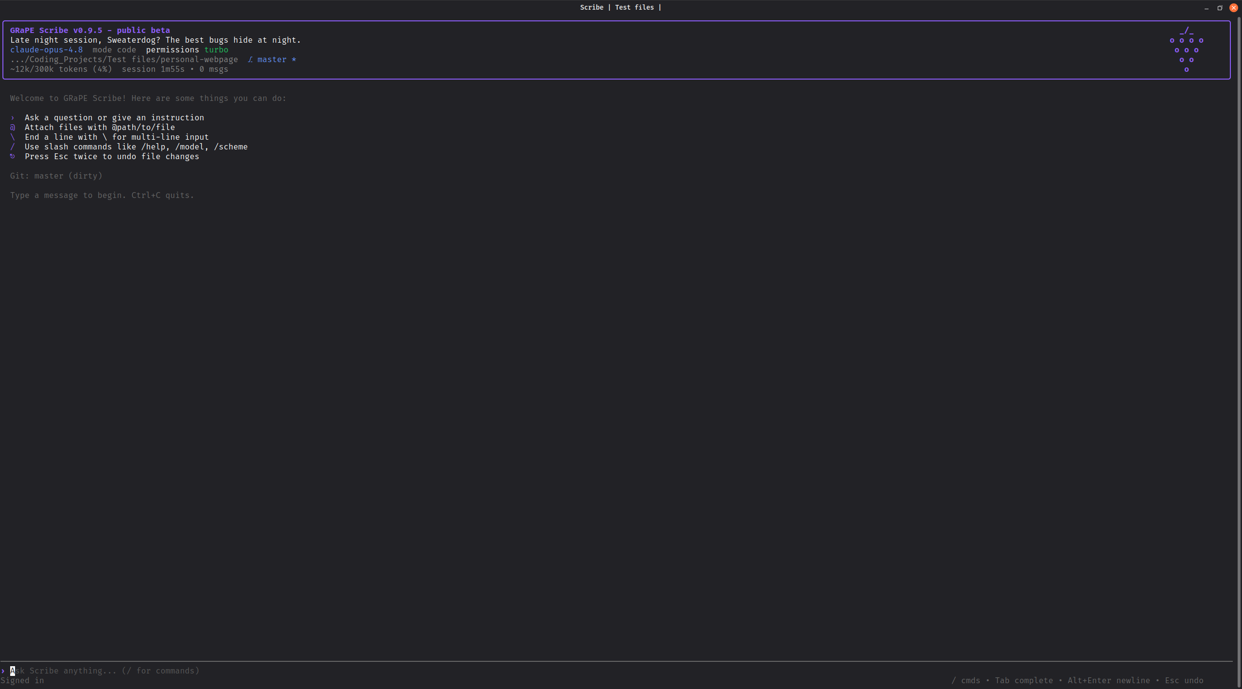 Scribe Grape theme