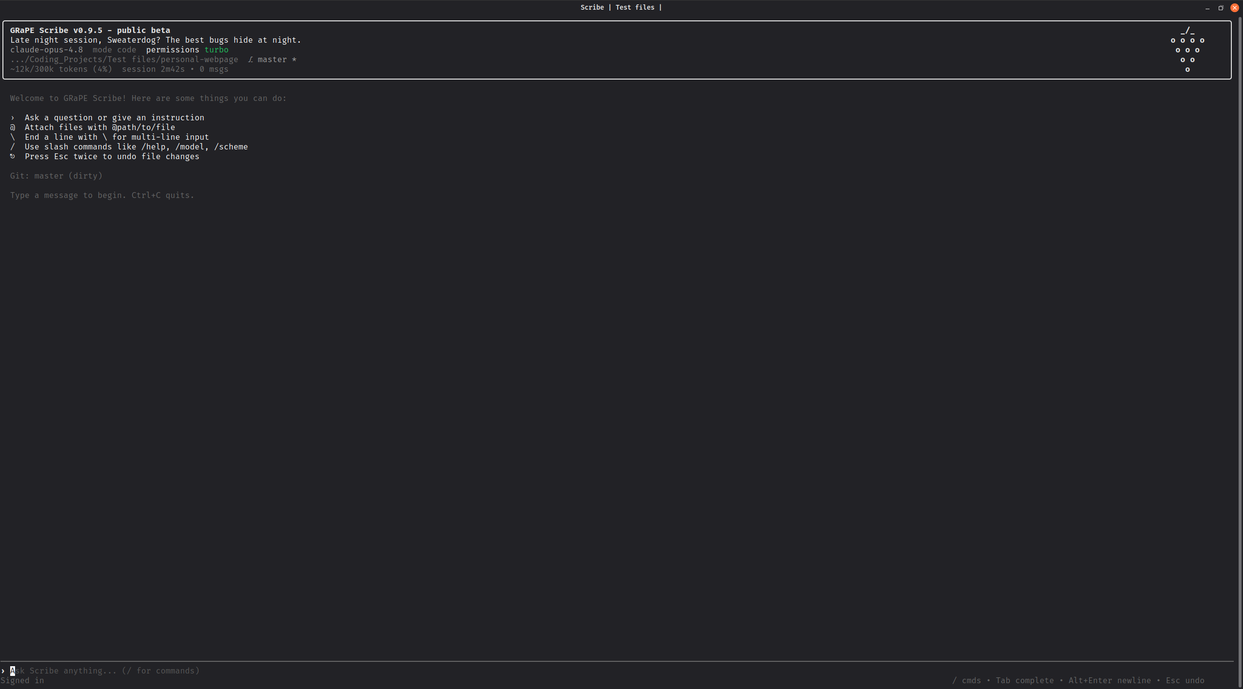 Scribe Monochrome theme